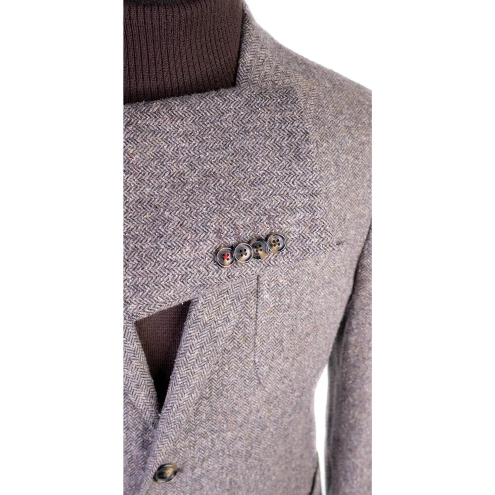 JKT New York Blazer Sport Coat 38R Herringbone Light Brown Two Button Jacket